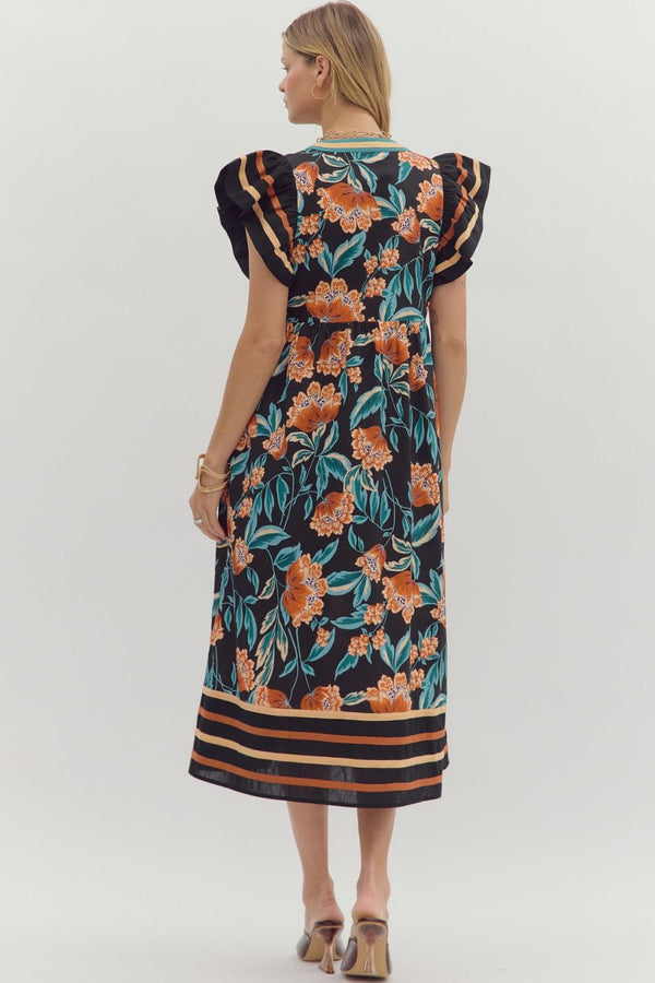 Into the Breeze Black Rust and Blue Midi