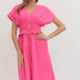 The Pink Pop Zip Midi Dress