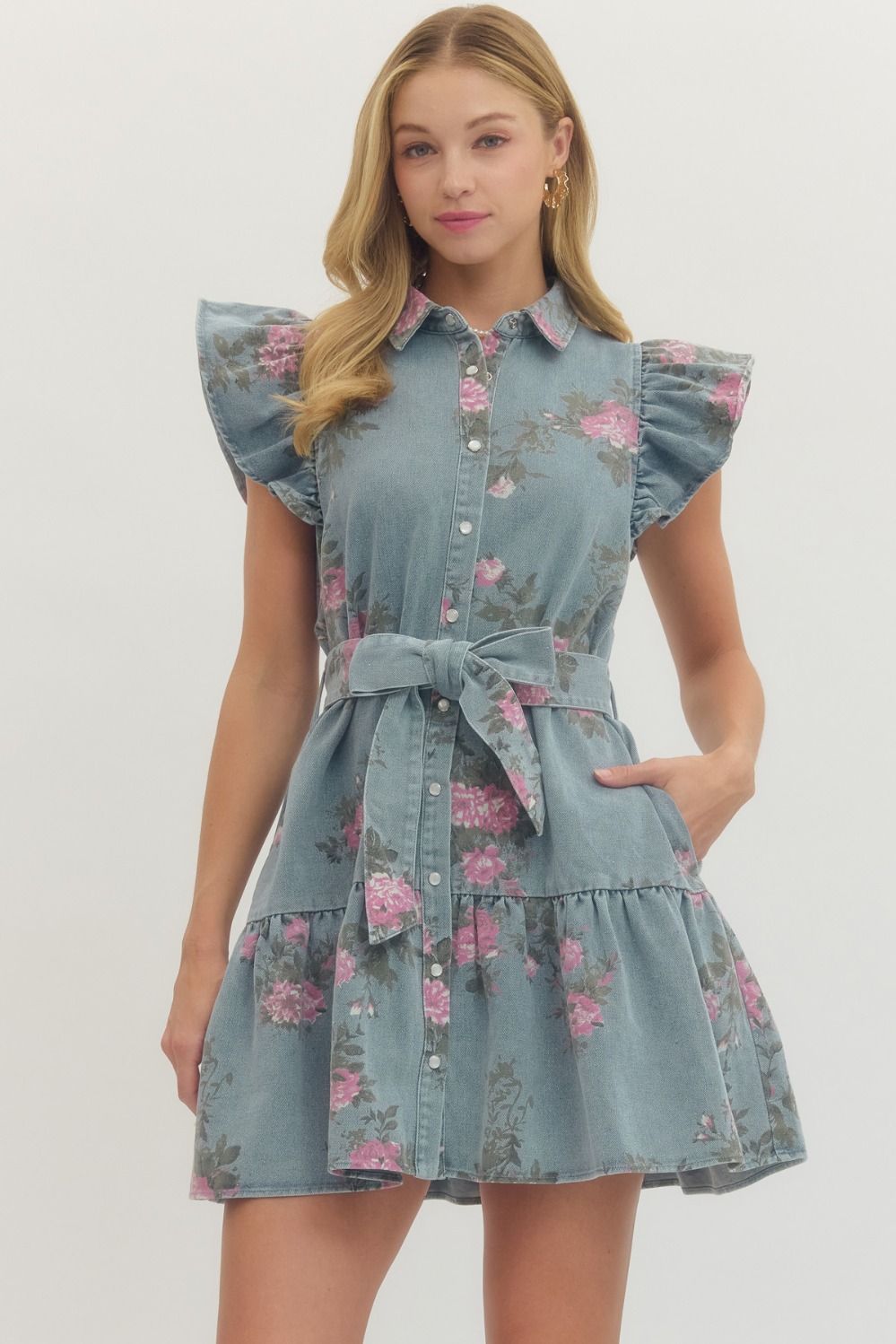 Blushing Denim Garden Dress