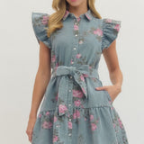 Blushing Denim Garden Dress