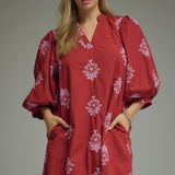 Burgundy Bloom Mini Dress