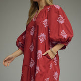Burgundy Bloom Mini Dress