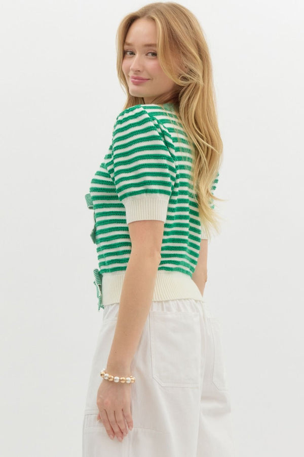 Count My Blessings Spring Stripe Bow Sweater