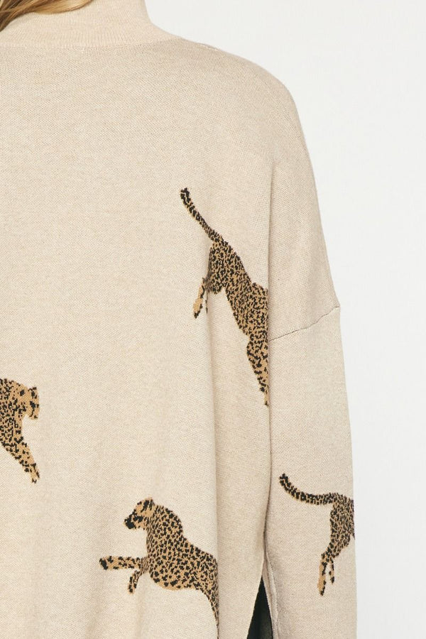 Cheetah Mock Neck Sweater - Various Colors and Plus!