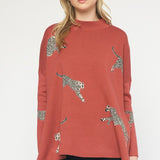 Cheetah Mock Neck Sweater - Various Colors and Plus!
