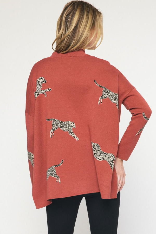 Cheetah Mock Neck Sweater - Various Colors and Plus!