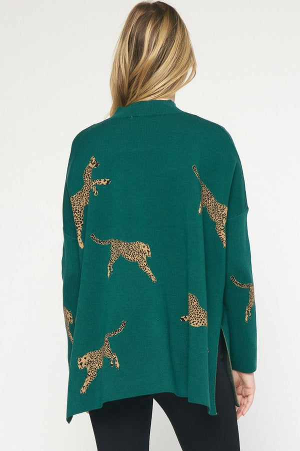 Cheetah Mock Neck Sweater - Various Colors and Plus!