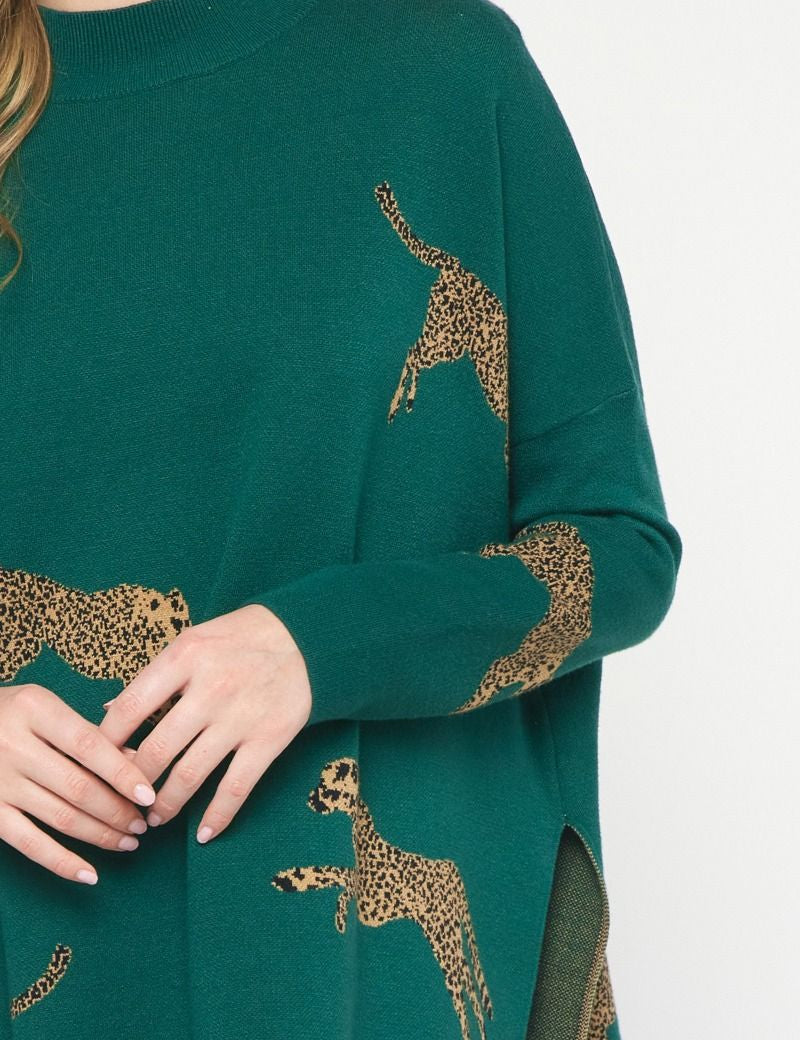 Cheetah Mock Neck Sweater - Various Colors and Plus!