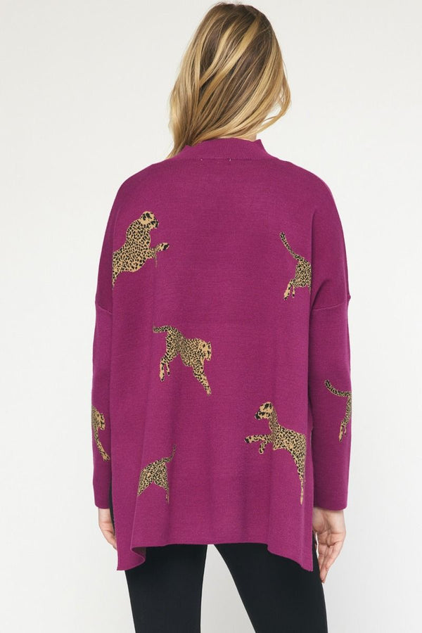 Cheetah Mock Neck Sweater - Various Colors and Plus!