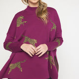 Cheetah Mock Neck Sweater - Various Colors and Plus!