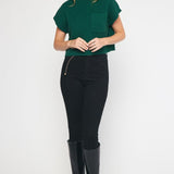 Fall In Love Cropped Sweater Top - Hunter Green