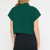 Fall In Love Cropped Sweater Top - Hunter Green