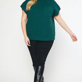 Fall In Love Cropped Sweater Top - Hunter Green