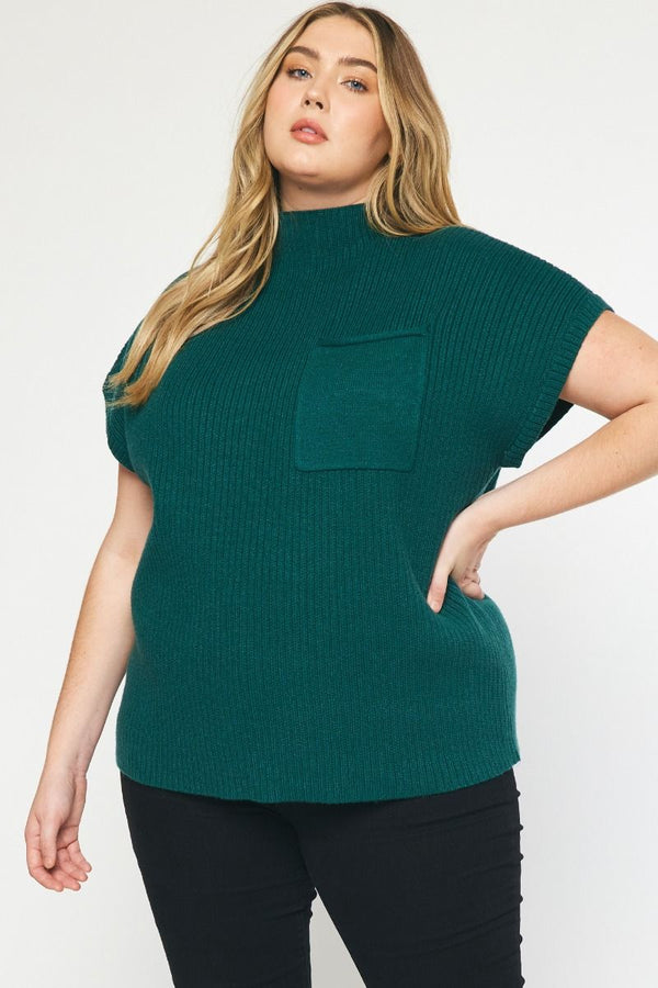 Fall In Love Cropped Sweater Top - Hunter Green