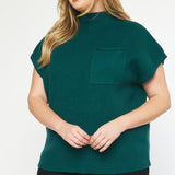Fall In Love Cropped Sweater Top - Hunter Green