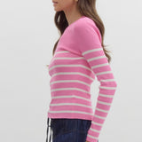 Now You Know Stripe Top - Pink and White