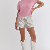 Fall In Love Cropped Sweater Top - Pink