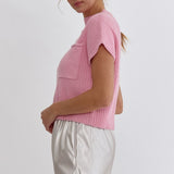 Fall In Love Cropped Sweater Top - Pink