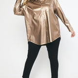 Serving It Up Metallic Button Up - Regular and Plus!
