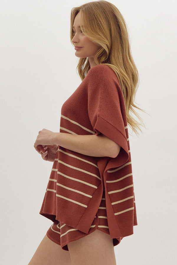 Autumn Sips Striped Sweater