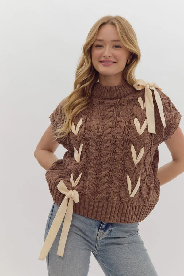 Hot Coco Vibes Ribbon Sweater