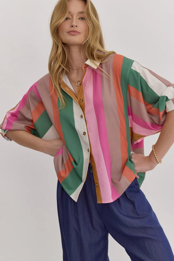 Multicolor Stripe Button Up | Regular and Plus