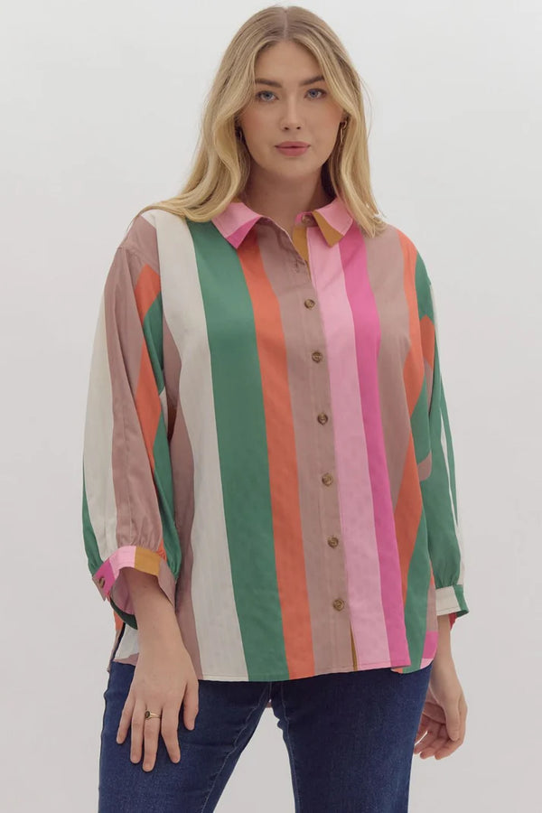 Multicolor Stripe Button Up | Regular and Plus