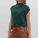 Happy Thoughts Green Embroidery Detail Sweater