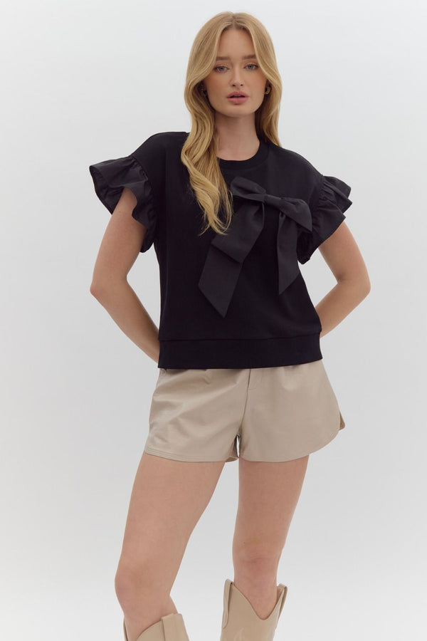 I'm The Present Ribbon Bow Top Black