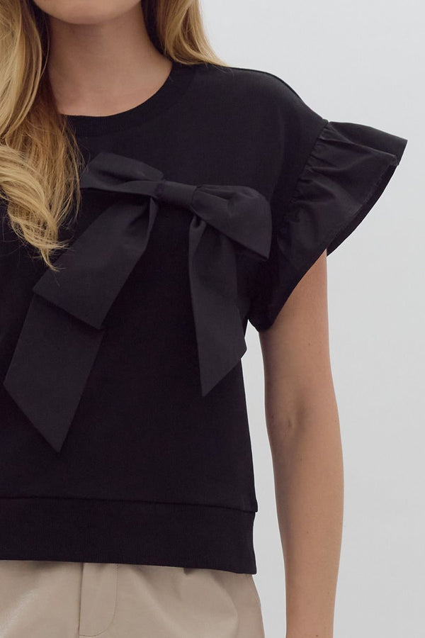 I'm The Present Ribbon Bow Top Black