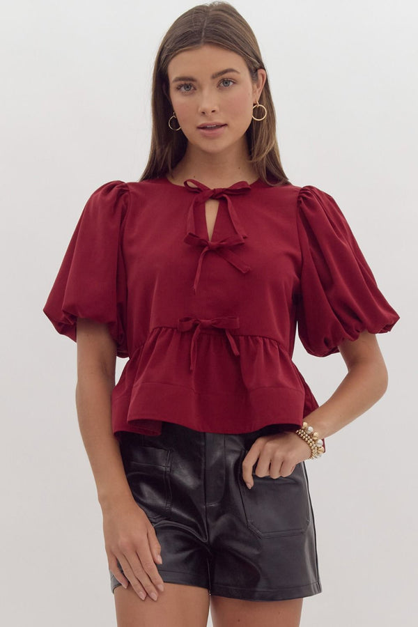 Sweet Thing Bow Peplum Top