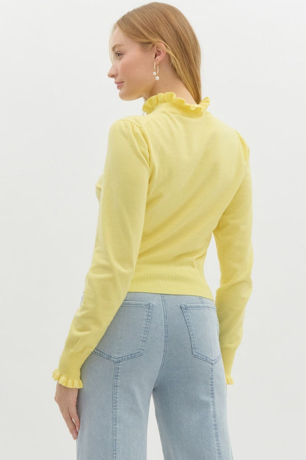 Frilled Top Be Here Long Sleeve Top - Yellow