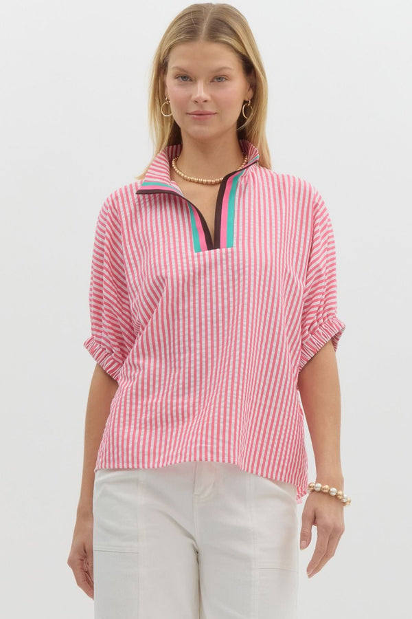 In The Breeze Top - Pink Black Teal