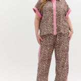 Wild Thing Leopard and Pink Button Down Set