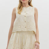 Cream Eyelet Shorts
