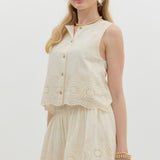 Cream Eyelet Shorts