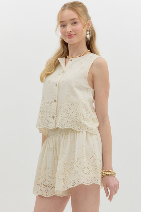 Cream Eyelet Tank