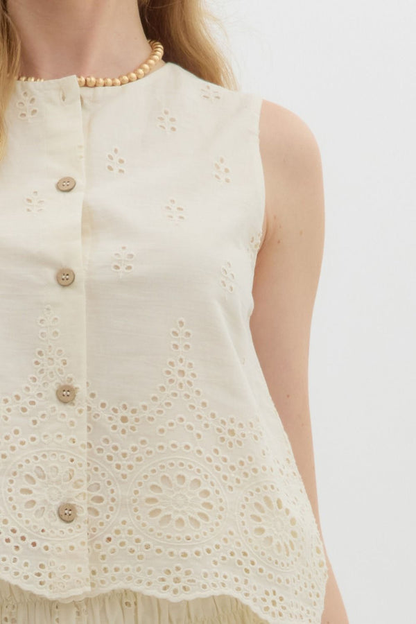 Cream Eyelet Tank