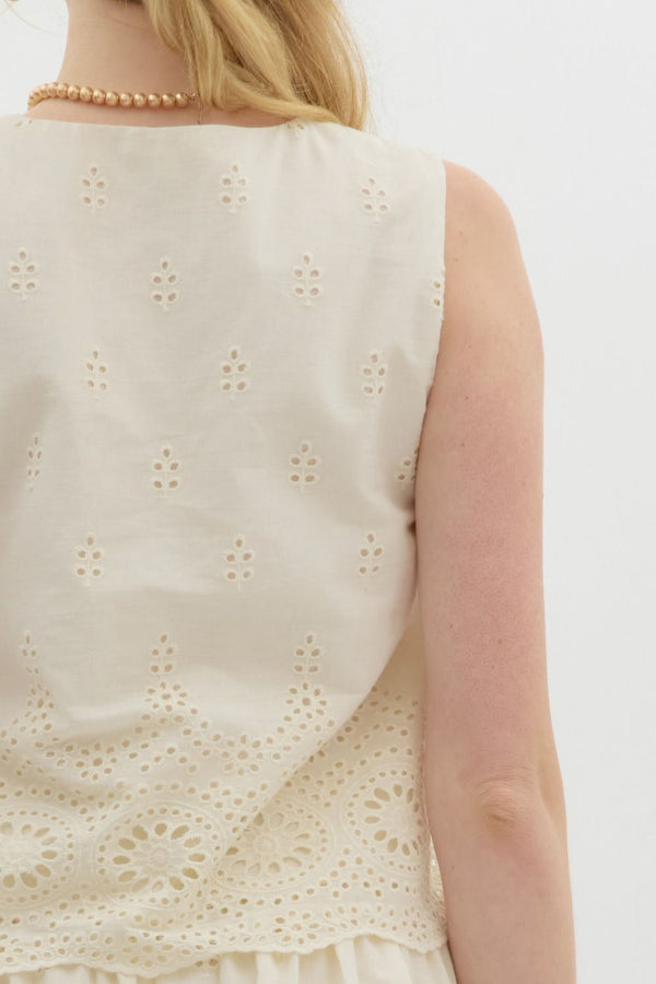 Cream Eyelet Tank