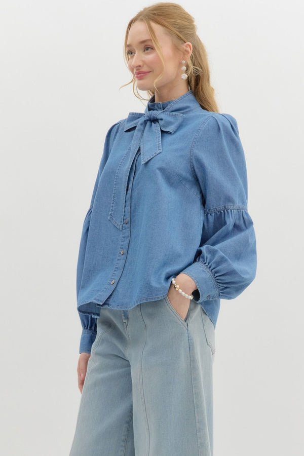 Denim Bow Top