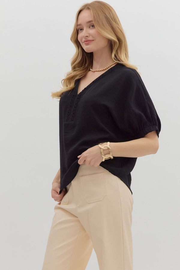 Braided Collar Detail Top