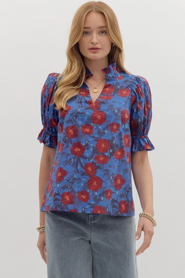 Midnight Blue Floral Top