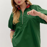 Found My Way Zip Collar Top  | Hunter Green