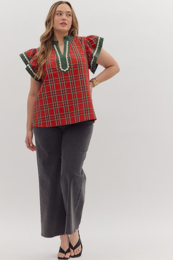 Christmas Cheer Plaid Top