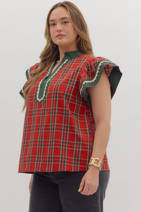 Christmas Cheer Plaid Top