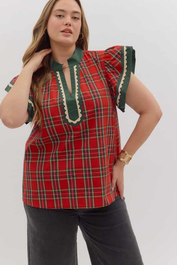 Christmas Cheer Plaid Top