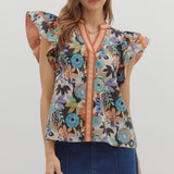 Fall Floral Ribbon Top