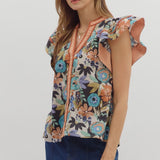 Fall Floral Ribbon Top