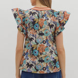 Fall Floral Ribbon Top