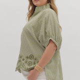 Scallops and Stripes Top Olive | Plus Size